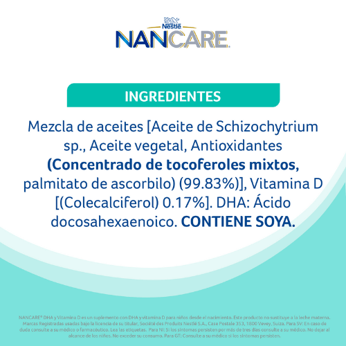NANCARE® DHA & Vitamina D Ingredientes