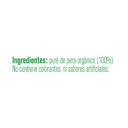 Colado Gerber Orgánico de Pera Ingredientes