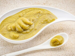 Puré de guisantes y patata con pollo