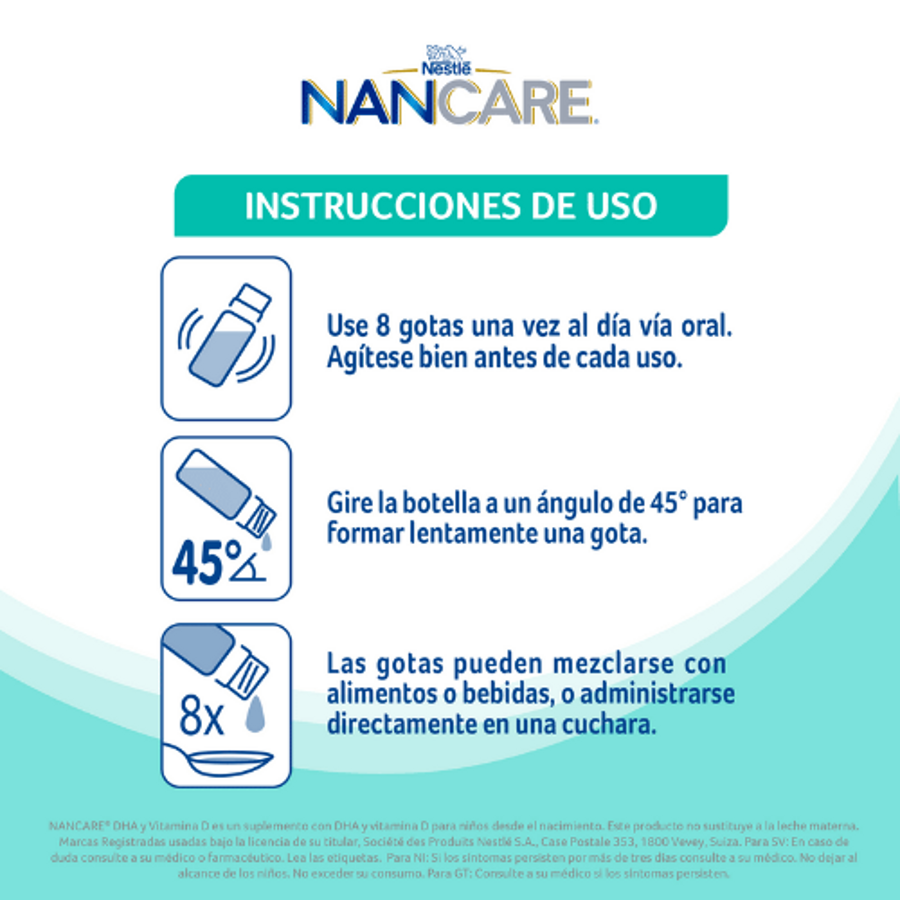 NANCARE® DHA & Vitamina D Instrucciones